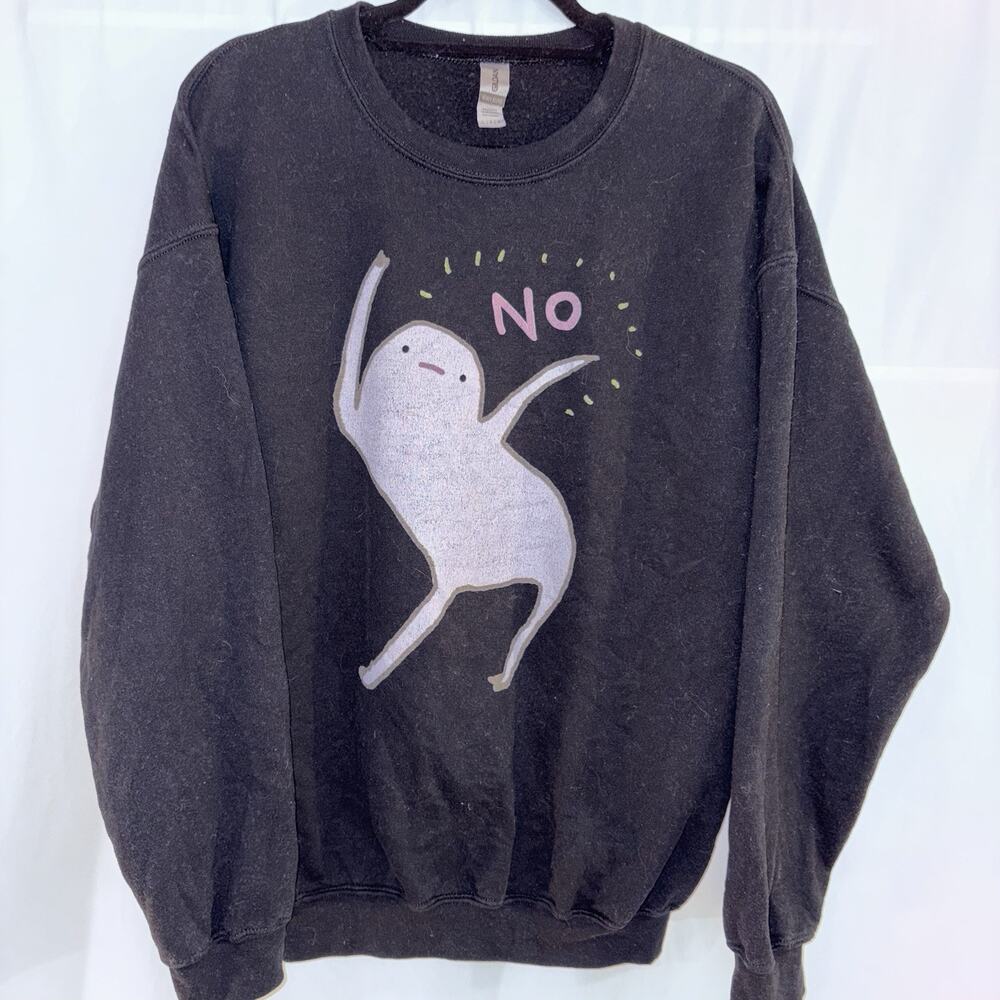 HONEST BLOB says NO Black Sweatshirt Women’s Size large Cute Funny EUC